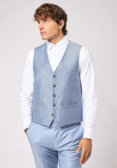 Roy Robson Anzugweste Slim Fit Grau/Hellblau/Blau