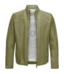 Milestone Lederjacke MSWinston Biker Blouson Dunkelgrün/Khaki/Grün