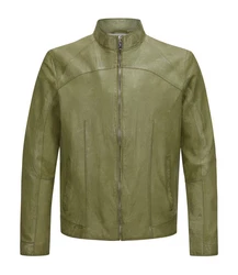 Milestone Lederjacke MSWinston Biker Blouson Dunkelgrün/Khaki/Grün