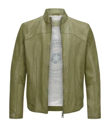 Milestone Lederjacke MSWinston Biker Blouson Dunkelgrün/Khaki/Grün