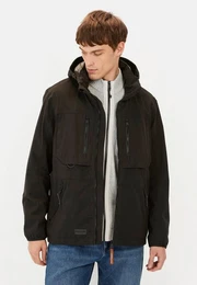 Funktionsjacke mit abnehmbarer Kapuze Markenlabel
