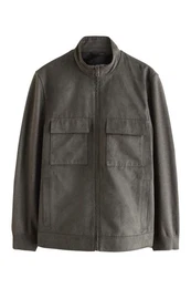 Kurzmantel Jacke aus Velourskunstleder mit gestrickten rmeln (1-tlg)