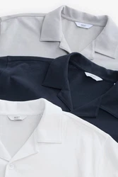 Next Kurzarmhemd 3er-Pack Hellblau/Grau/Dunkelblau/Weiß/Blau