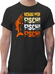 Shirtracer T-Shirt Geschenk für Angler I Komm Fischi Fischi Fischi I Angeln Geschenk Männ Angler Geschenke Schwarz/Rosa/Rot/Dunkelblau