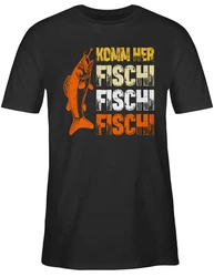 Shirtracer T-Shirt Geschenk für Angler I Komm Fischi Fischi Fischi I Angeln Geschenk Männ Angler Geschenke Schwarz/Rosa/Rot/Dunkelblau