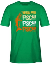 Shirtracer T-Shirt Geschenk für Angler I Komm Fischi Fischi Fischi I Angeln Geschenk Männ Angler Geschenke Grün/Neonfarben/Dunkelgrün