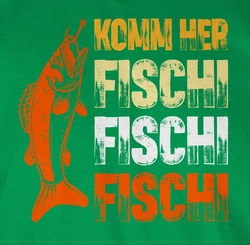 Shirtracer T-Shirt Geschenk für Angler I Komm Fischi Fischi Fischi I Angeln Geschenk Männ Angler Geschenke Grün/Neonfarben/Dunkelgrün