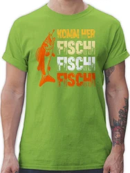 Shirtracer T-Shirt Geschenk für Angler I Komm Fischi Fischi Fischi I Angeln Geschenk Männ Angler Geschenke Grün/Neonfarben/Gelb