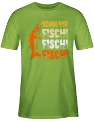 Shirtracer T-Shirt Geschenk für Angler I Komm Fischi Fischi Fischi I Angeln Geschenk Männ Angler Geschenke Grün/Neonfarben/Gelb