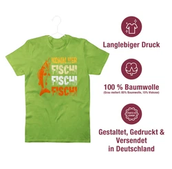 Shirtracer T-Shirt Geschenk für Angler I Komm Fischi Fischi Fischi I Angeln Geschenk Männ Angler Geschenke Grün/Neonfarben/Gelb