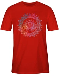Shirtracer T-Shirt Lotusblume Spirituelle Meditation Mandala Rot/Dunkelrot