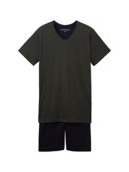 TOM TAILOR Pyjama Shorty dunkelblau/khaki