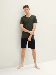 TOM TAILOR Pyjama Shorty dunkelblau/khaki