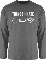 Shirtracer Rundhalsshirt Things I hate Sprüche Statement mit Spruch Dunkelgrau/Beige/Grau