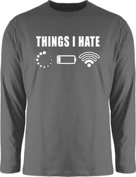 Shirtracer Rundhalsshirt Things I hate Sprüche Statement mit Spruch Dunkelgrau/Beige/Grau