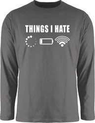 Shirtracer Rundhalsshirt Things I hate Sprüche Statement mit Spruch Dunkelgrau/Beige/Grau