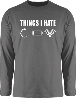 Shirtracer Rundhalsshirt Things I hate Sprüche Statement mit Spruch Dunkelgrau/Beige/Grau