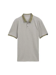 TOM TAILOR Denim Piqu Poloshirt Khaki/Dunkelgrün/Hellgrau/Grau