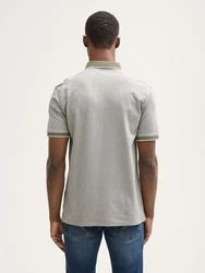 TOM TAILOR Denim Piqu Poloshirt Khaki/Dunkelgrün/Hellgrau/Grau