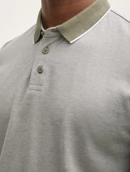 TOM TAILOR Denim Piqu Poloshirt Khaki/Dunkelgrün/Hellgrau/Grau