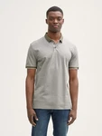 TOM TAILOR Denim Piqu Poloshirt Khaki/Dunkelgrün/Hellgrau/Grau