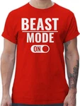 Shirtracer T-Shirt Beast Mode ON Fitness & Workout Beige/Dunkelrot/Rot