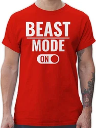 Shirtracer T-Shirt Beast Mode ON Fitness & Workout Beige/Dunkelrot/Rot