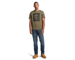 Timberland T-Shirt STACK LOGO Kurzarm Tee Khaki/Dunkelgrün
