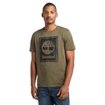 Timberland T-Shirt STACK LOGO Kurzarm Tee Khaki/Dunkelgrün