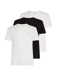 Tommy Jeans T-Shirt TJM XSLIM 3 PACK TEE Schwarz/Weiß/Creme/Dunkelblau