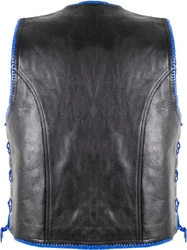 MDM Motorradweste Herren Motorrad Kutte Lederweste Schwarz
