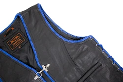 MDM Motorradweste Herren Motorrad Kutte Lederweste Schwarz
