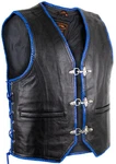 MDM Motorradweste Herren Motorrad Kutte Lederweste Schwarz