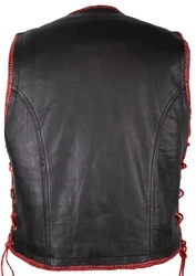 MDM Motorradweste Herren Motorrad Kutte Lederweste Schwarz