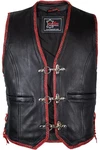 MDM Motorradweste Herren Motorrad Kutte Lederweste Schwarz