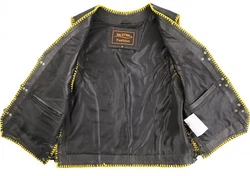 MDM Motorradweste Herren Motorrad Kutte Lederweste Schwarz