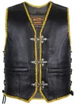MDM Motorradweste Herren Motorrad Kutte Lederweste Schwarz