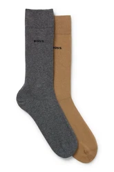 BOSS Businesssocken 2P RS Uni mit Logo-Schriftzug Khaki/Beige/Grau/Braun