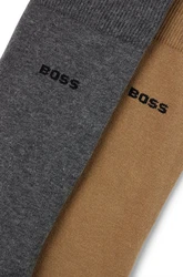 BOSS Businesssocken 2P RS Uni mit Logo-Schriftzug Khaki/Beige/Grau/Braun