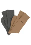 BOSS Businesssocken 2P RS Uni mit Logo-Schriftzug Khaki/Beige/Grau/Braun
