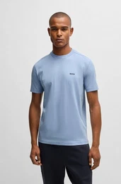 Rundhalsshirt Tee mit gummiertem Kontrast-Logo