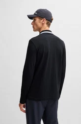 BOSS GREEN Langarm-Poloshirt Plisy grün