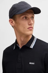 BOSS GREEN Langarm-Poloshirt Plisy grün