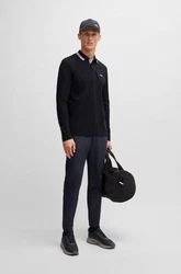 BOSS GREEN Langarm-Poloshirt Plisy grün