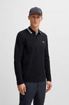 BOSS GREEN Langarm-Poloshirt Plisy grün