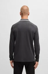 BOSS GREEN Langarm-Poloshirt Plisy grün