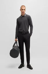 BOSS GREEN Langarm-Poloshirt Plisy grün