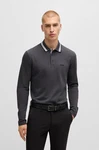 BOSS GREEN Langarm-Poloshirt Plisy grün