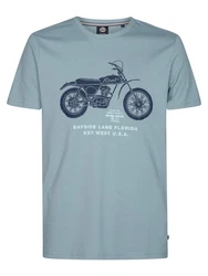 Petrol Industries T-Shirt mit Aufdruck Manta Blau/Grau/Hellblau