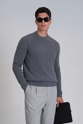 Lufian Strickpullover RIGHT Eleganz und Komfort Grau/Dunkelblau/Dunkelgrau/Hellgrau